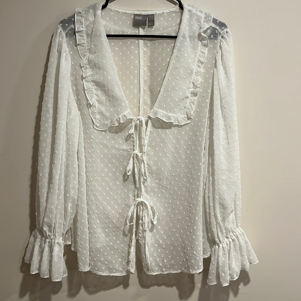 ASOS Maternity White Ruffle Blouse